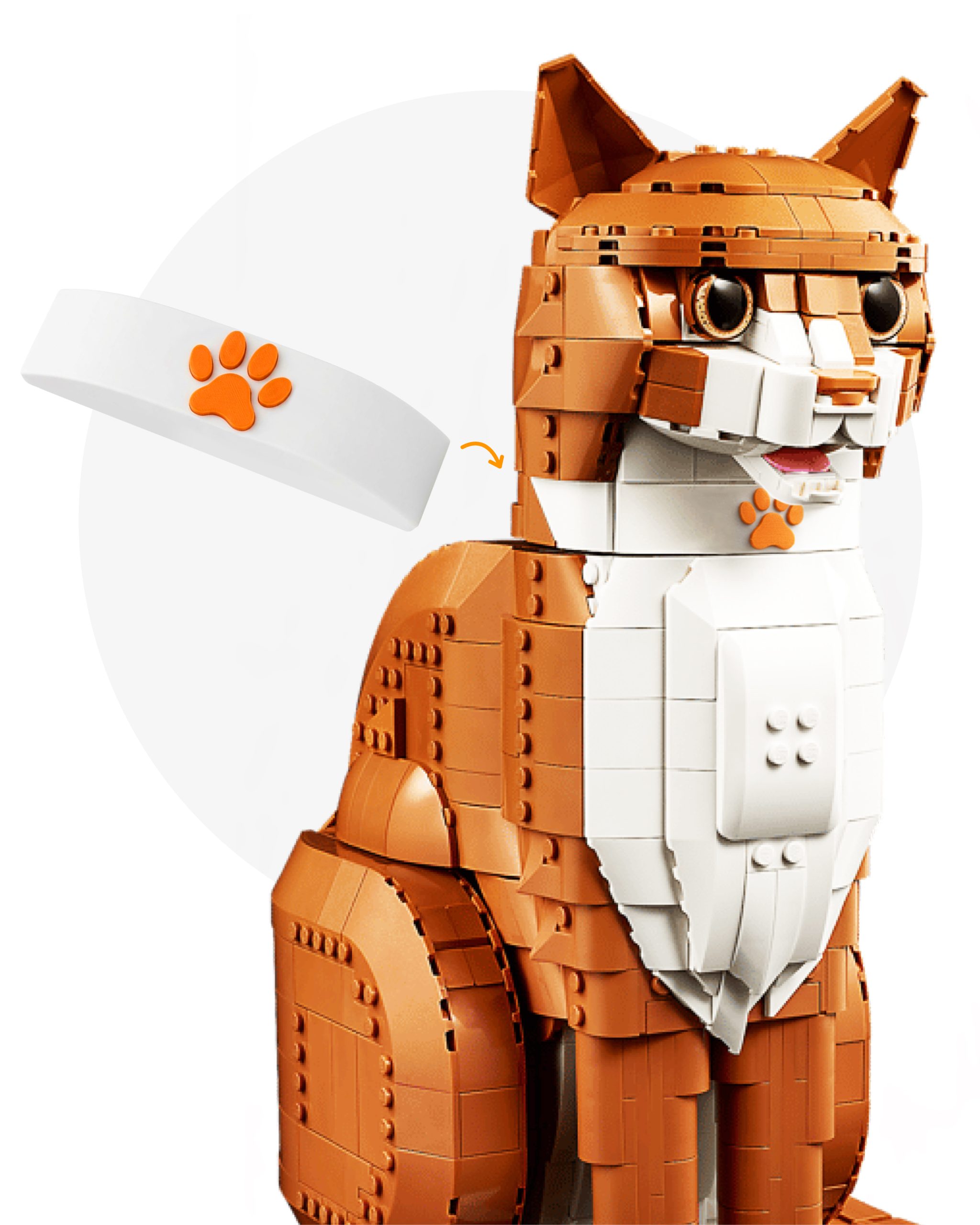 Custom Collar Accessory Compatible with LEGO Tuxedo Cat and LEGO Orange Cat, 2-Pack 3D Printed Paw Collars, Black Paw and Orange Paw - Image 7