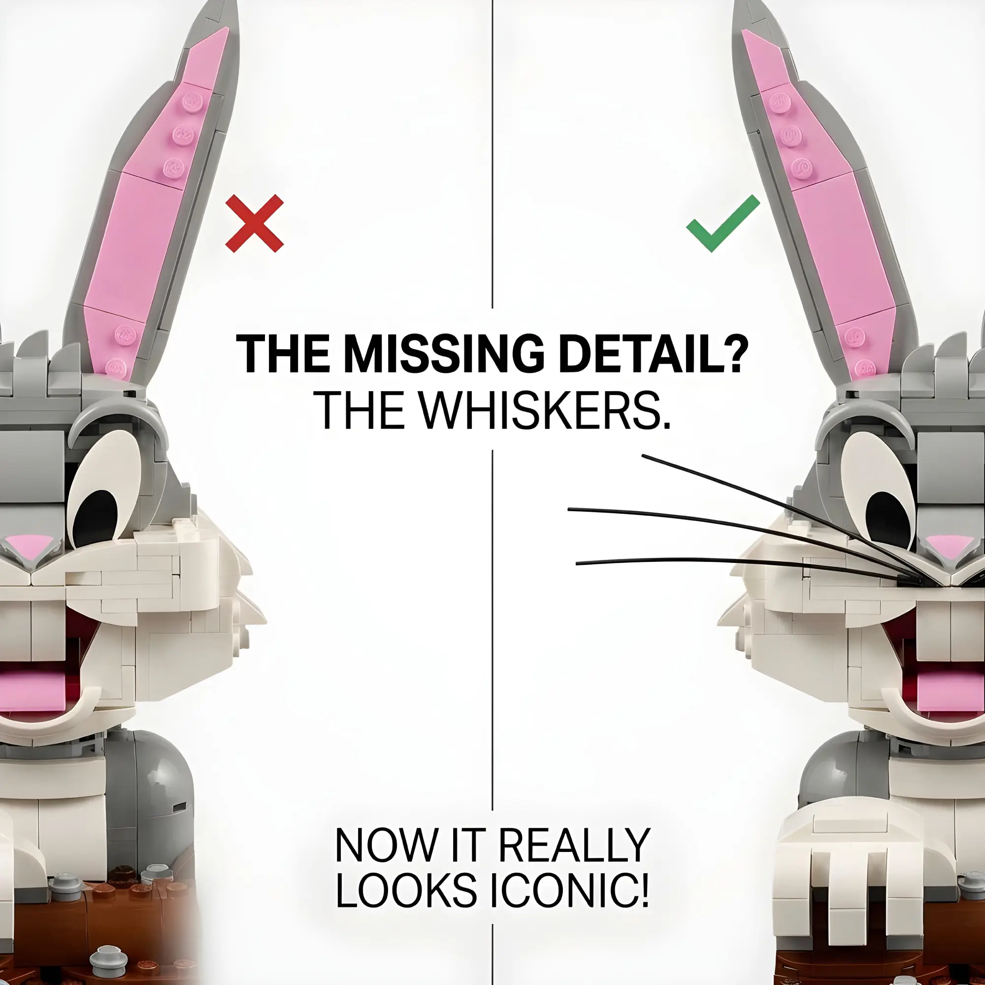 Loki’s Whiskers for LEGO Rabbit Model 40920 – Custom Snap-in Accessory - Image 7